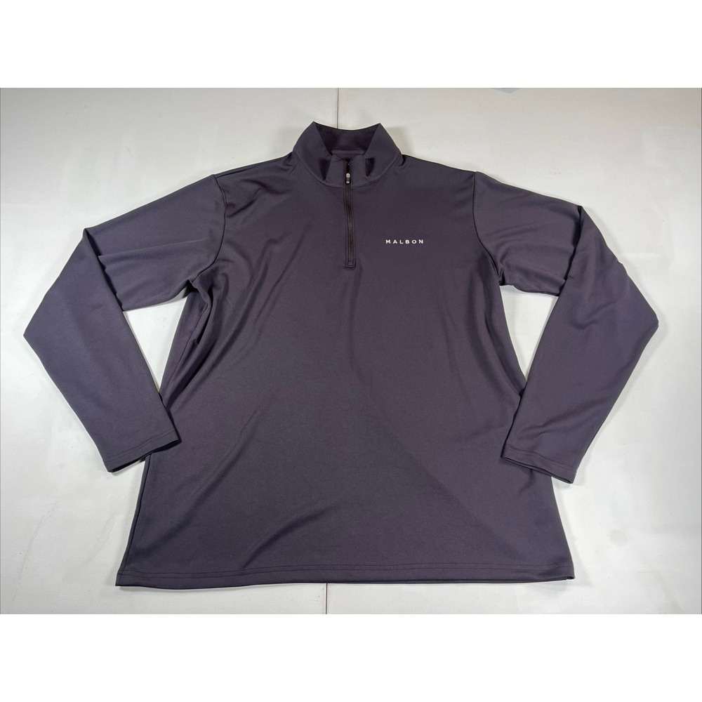 Malbon Performance Quarter Zip Charcoal Pullover Golf Embroidered Men's L